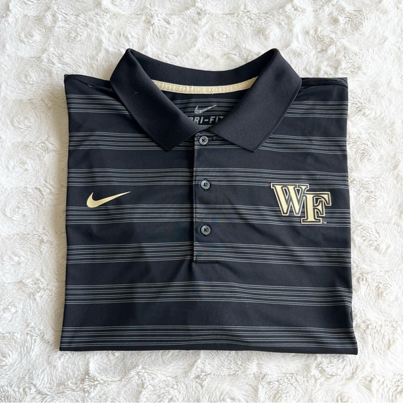 Wake Forest University Polo Shirt Mens XXL 2XL Black Stripe Nike Team Issue Golf - Picture 1 of 13